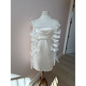 For Love & Lemons AMBRE White Bridal Mini Dress with Elbow Gloves M $319